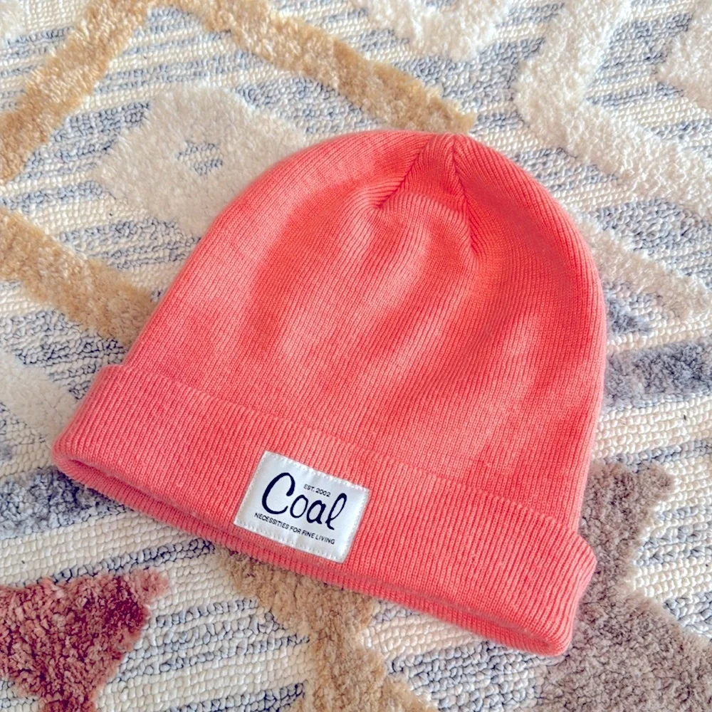Coal Pink Knit Beanie One Size Neon Coral Cozy Winter Hat